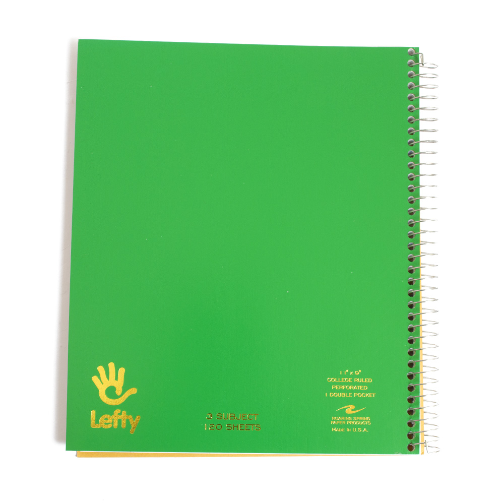 Roaring Spring, Lefty, 3-Subject, Spiral, Notebook, 120 Page